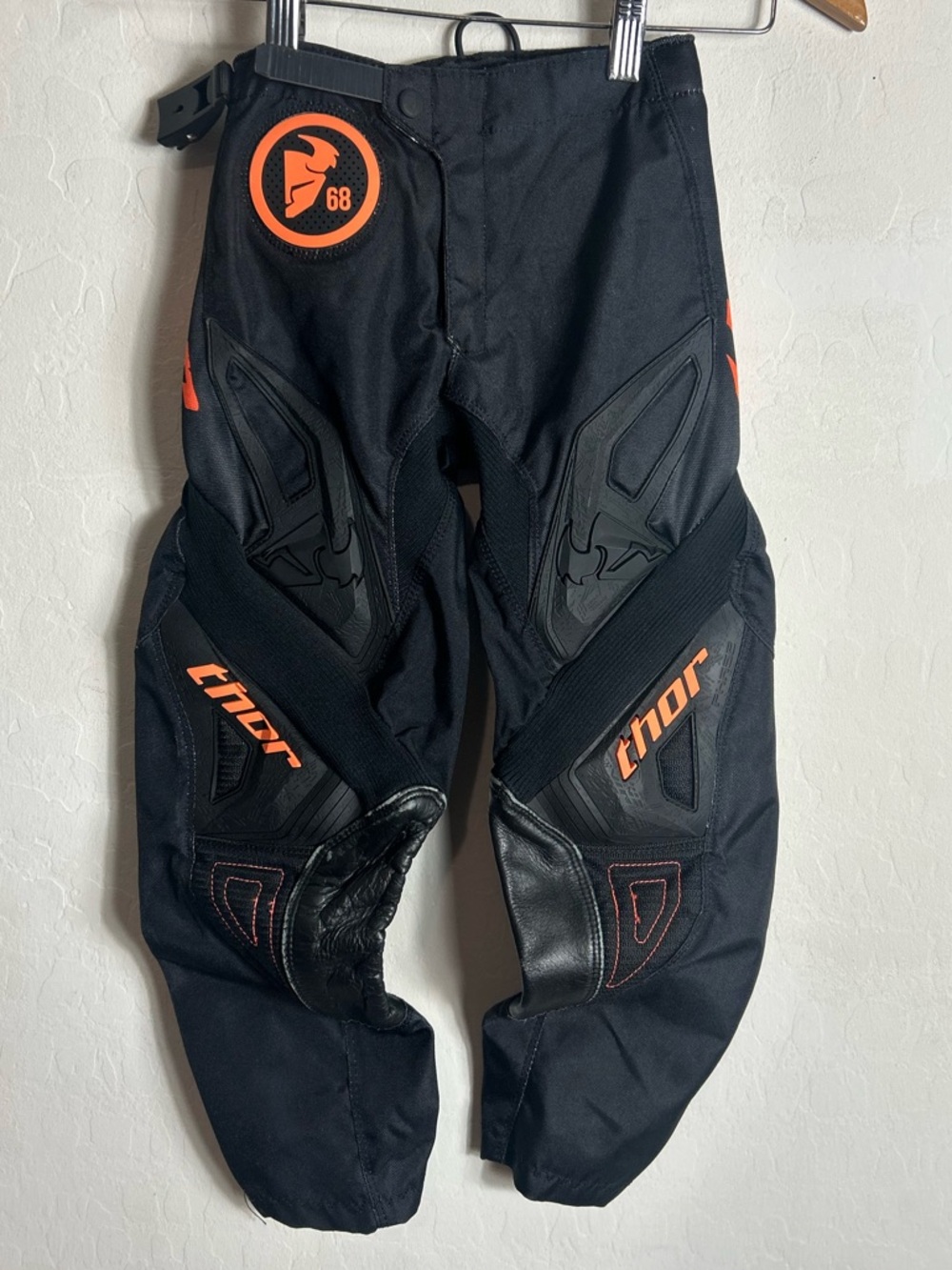 thor Black Riding Pants with Orange Logo Accents motorcycle